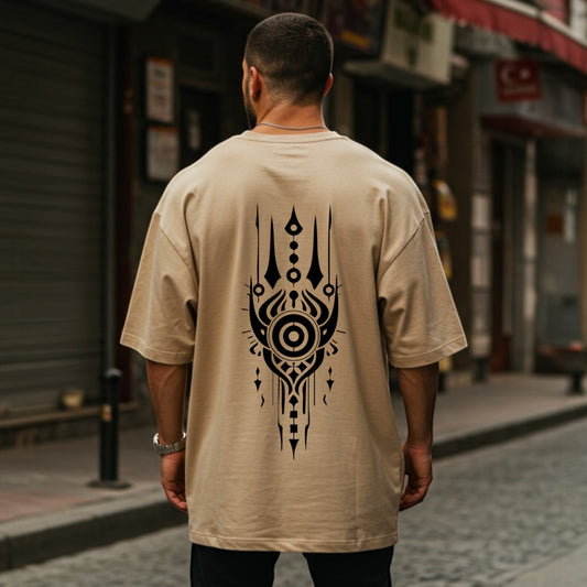 Beige Eclipse Shield Box-Fit Tee
