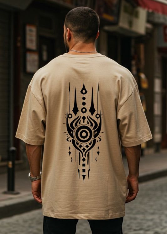 Beige Eclipse Shield Box-Fit Tee