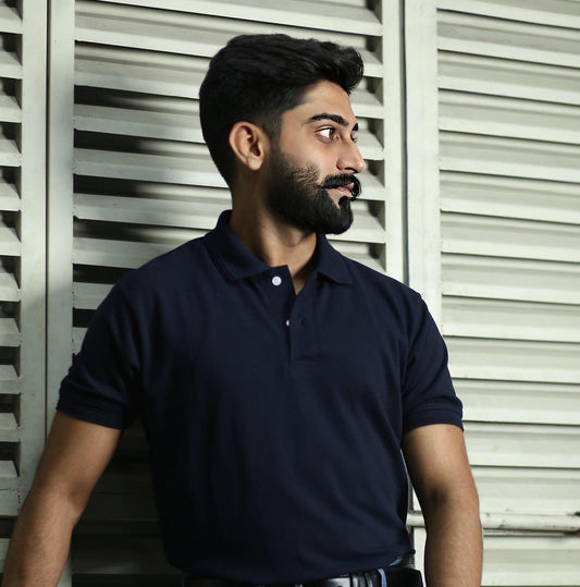 Navy blue cotton polo