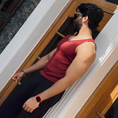 Maroon Cotton Rib Tank 1/1