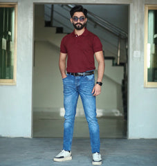 Maroon cotton polo
