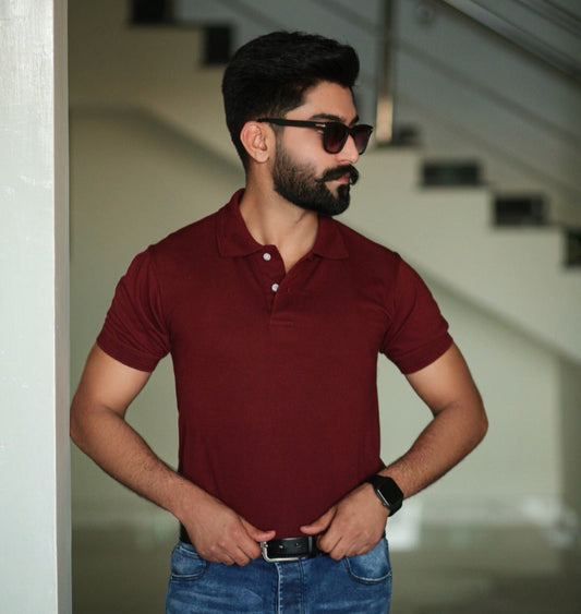 Maroon cotton polo
