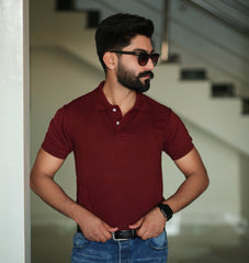 Maroon cotton polo