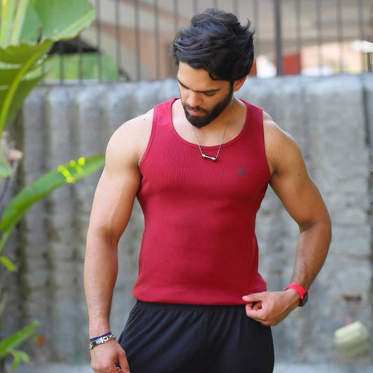 Maroon Cotton Rib Tank 1/1