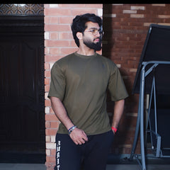Olive Oversized Basic Cotton Tee