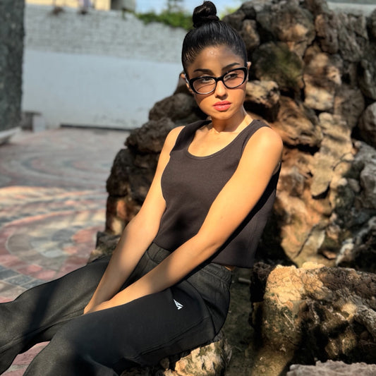 Black Waffle Knit Tank Top
