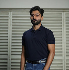 Navy blue cotton polo