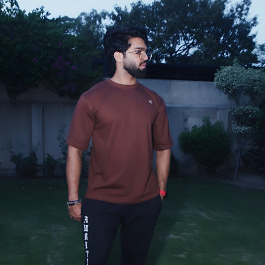 Brown Oversized Basic Cotton Tee