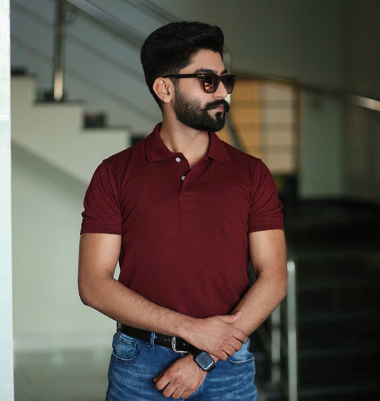 Maroon cotton polo