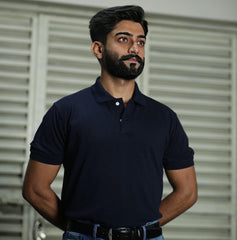 Navy blue cotton polo