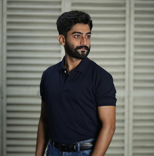 Navy blue cotton polo