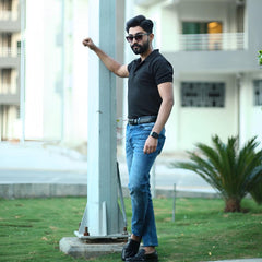 Black cotton polo