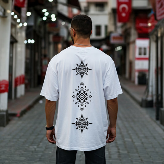 White Aztec Box-Fit Tee
