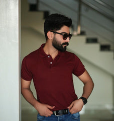 Maroon cotton polo