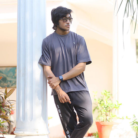 Grey Oversized Basic Cotton Tee