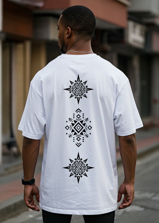 White Aztec Box-Fit Tee