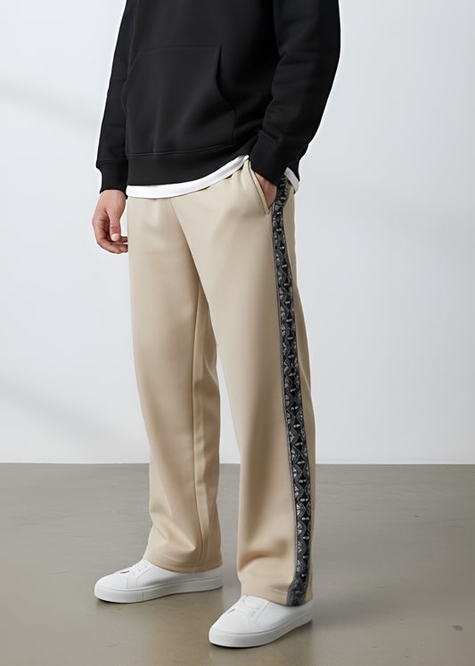 Beige Tribal Stripe Loose Fit Trouser