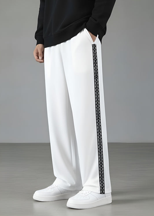 White Tribal Stripe Loose Fit Trouser
