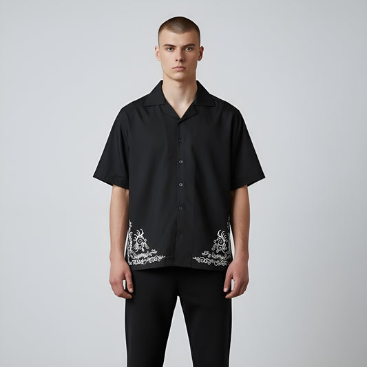 Black Form Embroidered Shirt