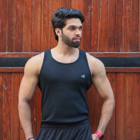 Black Cotton Rib Tank 1/1