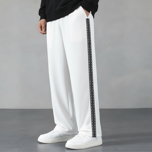 White Tribal Stripe Loose Fit Trouser