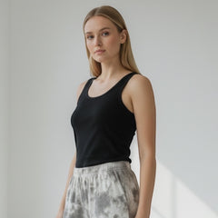 Black Waffle Knit Tank Top