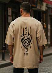 Beige Eclipse Shield Box-Fit Tee