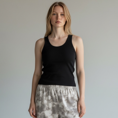 Black Waffle Knit Tank Top