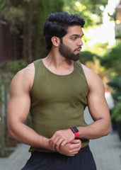 Olive Cotton Rib Tank