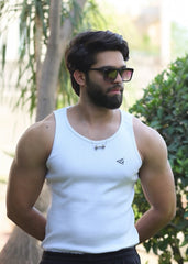 White Cotton Rib Tank Top