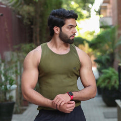 Olive Cotton Rib Tank 2/2