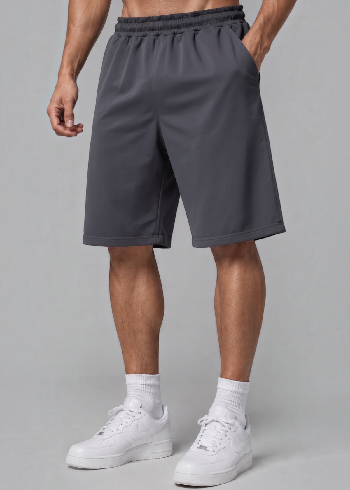 Charcoal Knitted Cotton Shorts