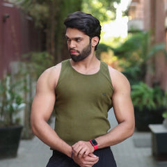 Olive Cotton Rib Tank 2/2