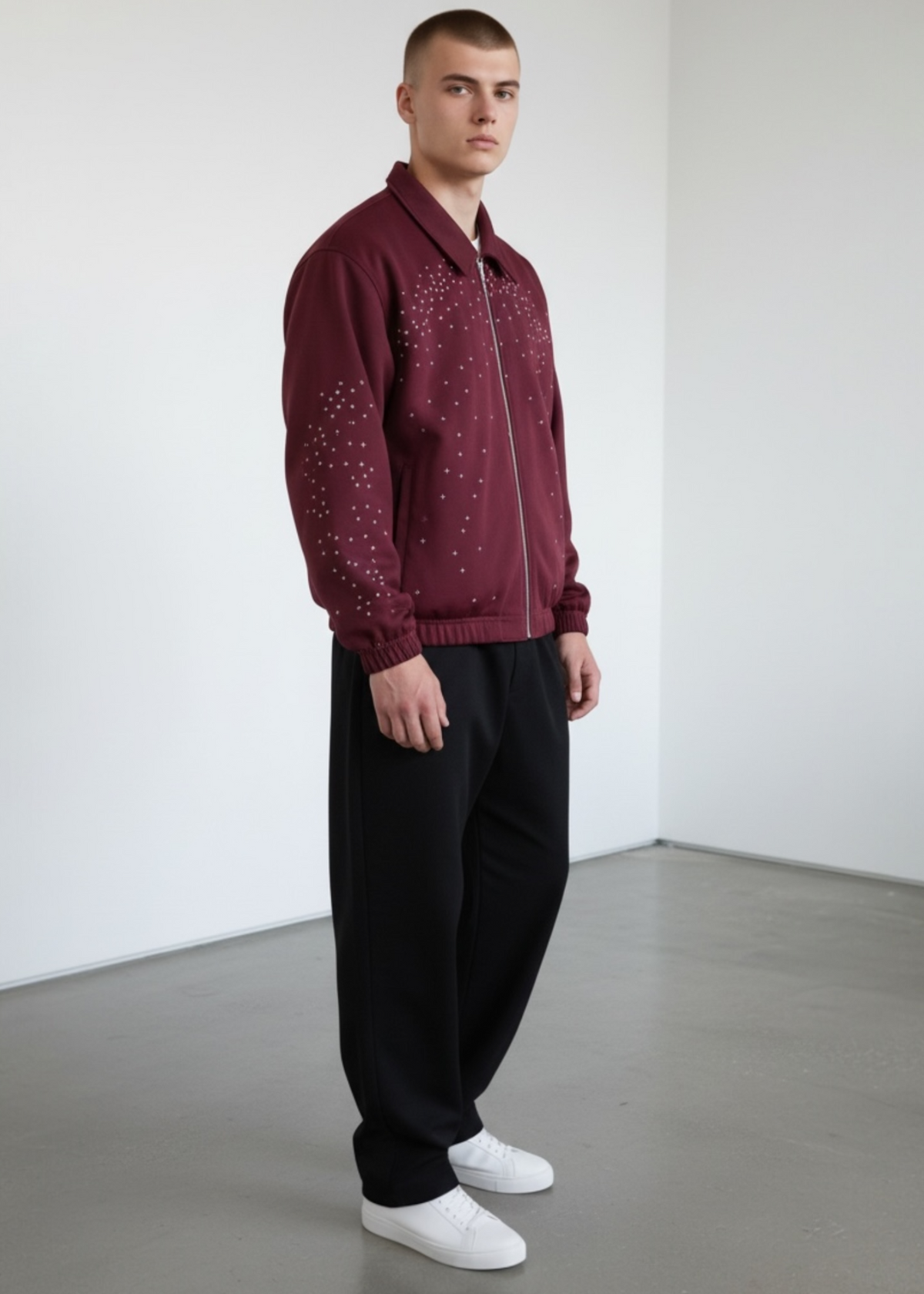 Maroon Stardust Varsity Jacket