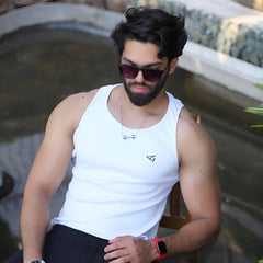 White Cotton Rib Tank 2/2