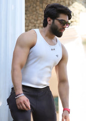 White Cotton Rib Tank Top