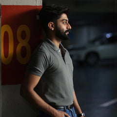 Grey cotton polo
