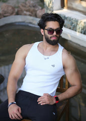 White Cotton Rib Tank Top