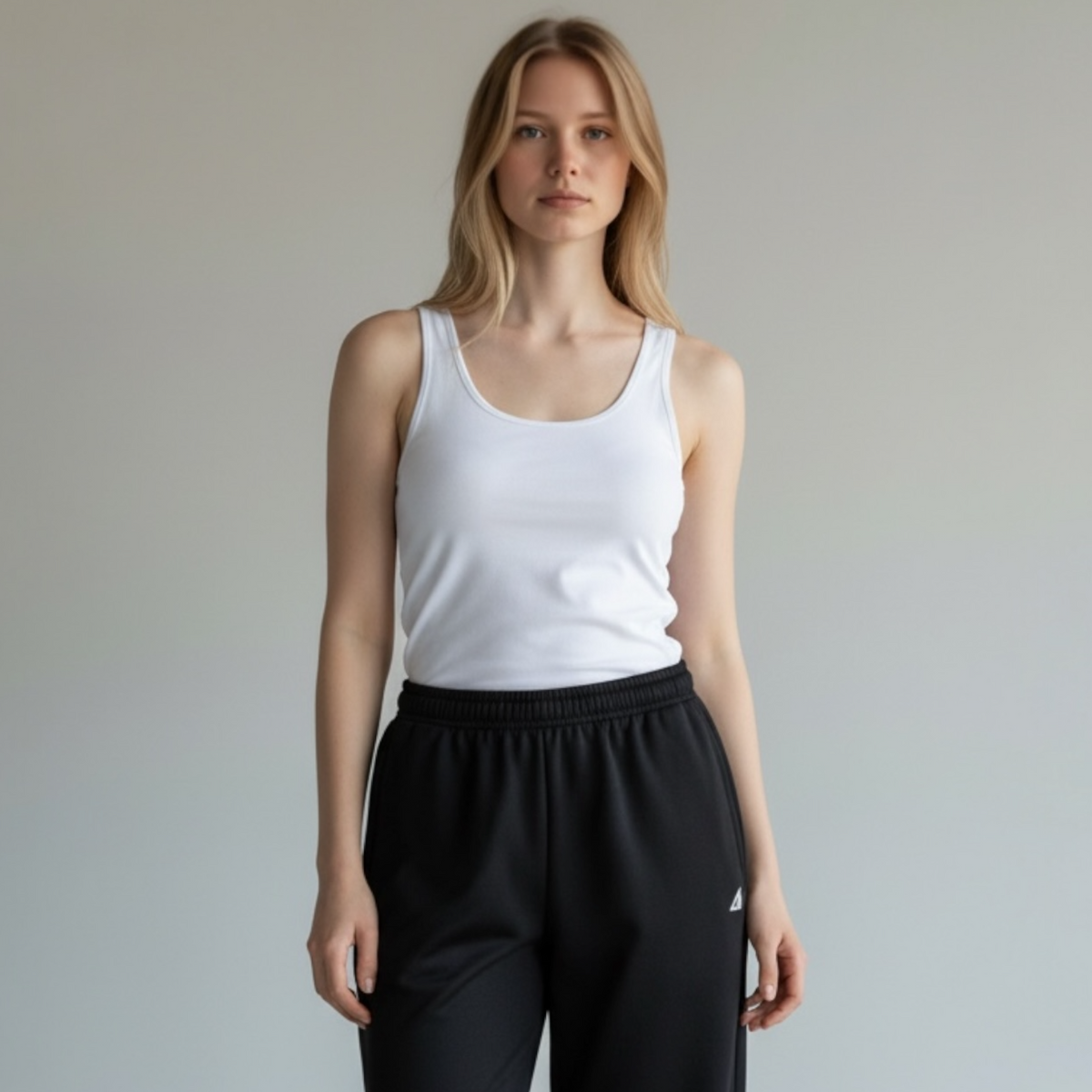 White Waffle knit Tank Top