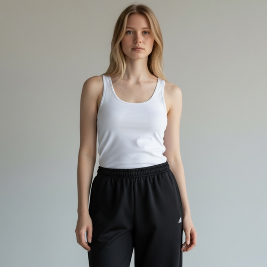 White Waffle knit Tank Top