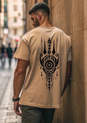 Beige Eclipse Shield Box-Fit Tee