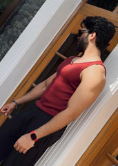 Maroon Cotton Rib Tank