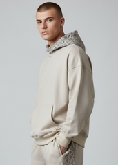 Beige Verge Panel Hoodie