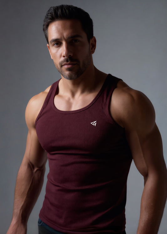 Maroon Cotton Rib Tank Top