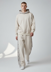 Beige Verge Panel Hoodie