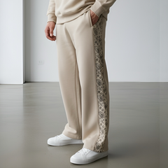 Beige Verge Panel Trouser