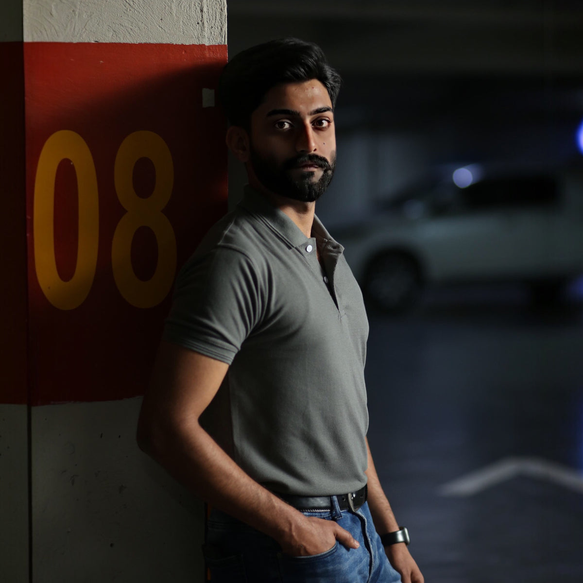 Grey cotton polo