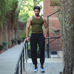 Olive Cotton Rib Tank 2/2