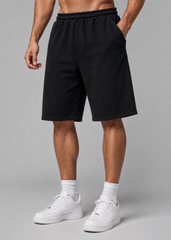 Black Knitted Cotton Shorts