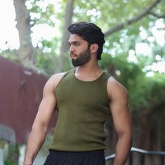 Olive Cotton Rib Tank 2/2